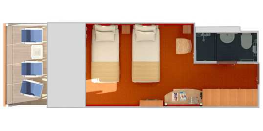 Carnival Fascination - Aft-View Extended Balcony Stateroom