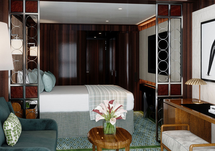 Modern and inviting cabin interior aboard cruise ship