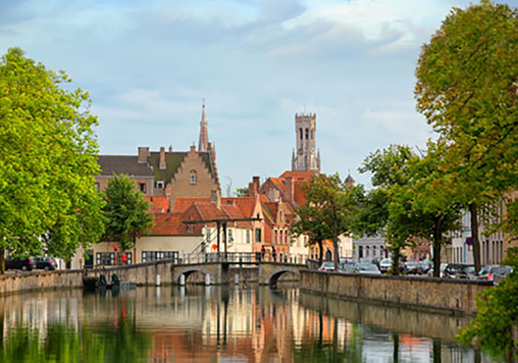Charming historic European village and canal